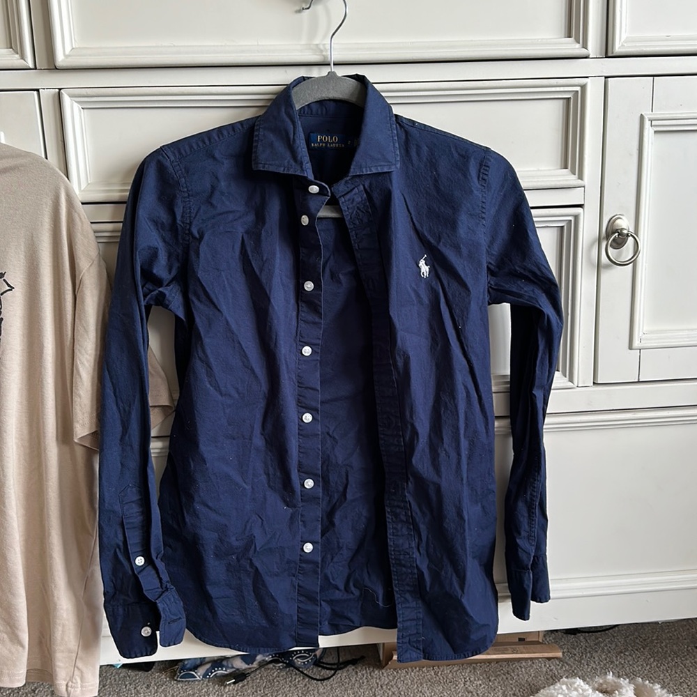 Navy blue button down